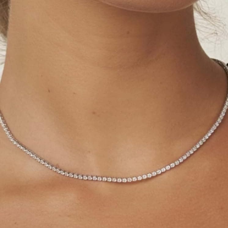 FISSEN JEWELRY Women's 14K Gold/Silver Plated Diamond Choker Necklace