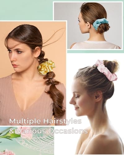 Mulberry Silk No-Damage Scrunchies for Curly Hair, 3 Pack