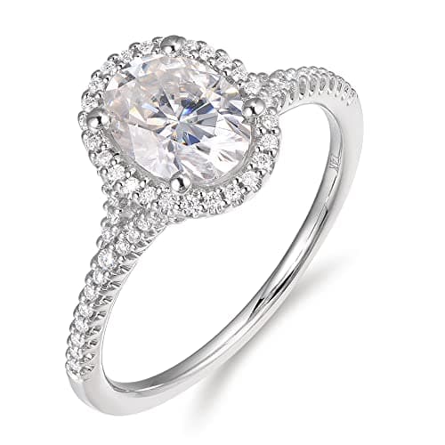HAFEEZ CENTER 14k Gold 1.5ct Oval Hola Moissanite Engagement Ring for Her