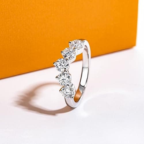 AimiIee D Color VVS1 Moissanite Eternity Ring 925 Silver Anniversary Band