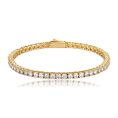 JINAO 14K Plated Moissonite Diamond Tennis Bracelet for Men and Women