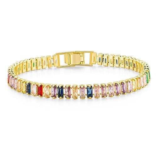 Mameloly Classic 3mm Cubic Zirconia Tennis Bracelet for Women Silver Round Charm