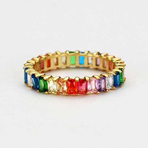 Michooyel Eternity Rainbow Ring for Women