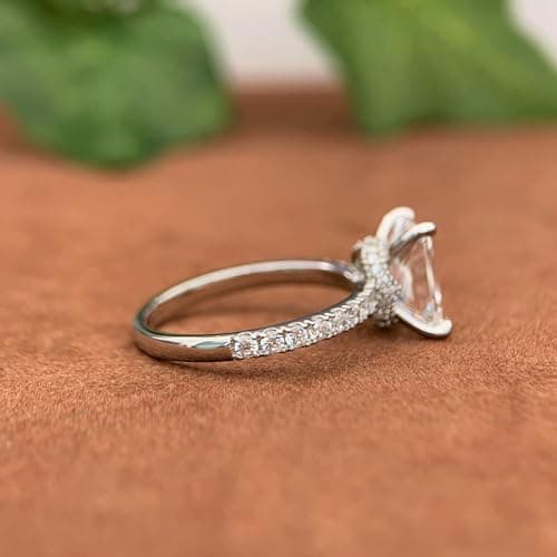 CGSRING 14K White Gold 3 Carat Radiant Cut Moissanite Engagement Ring