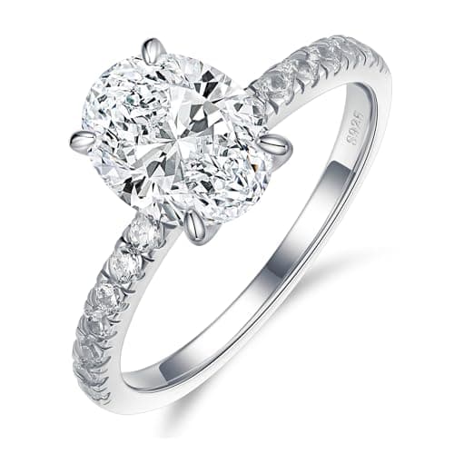 MOOSEA Women's VVS1 Clarity Moissanite Engagement Ring, 18K White Gold Plated