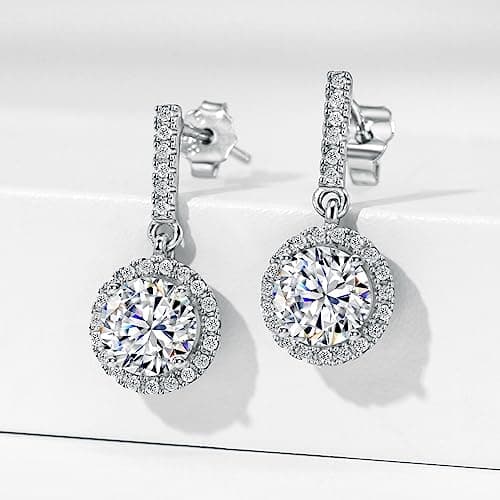 Refined and simplified title: Michooyel S925 Halo Diamond Bridal Drop Earrings
