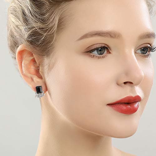 Michooyel S925 Cubic Zirconia Stud Earrings London Blue Emerald Cut Diamond Earrings for Women