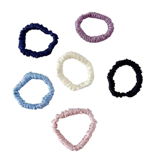 6 Color Purple Pure Mulberry Silk Scrunchies for Women Girls