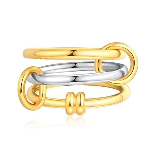 Interlocking Gold & Silver Maximalist Cubic Zirconia Ring for Women Men