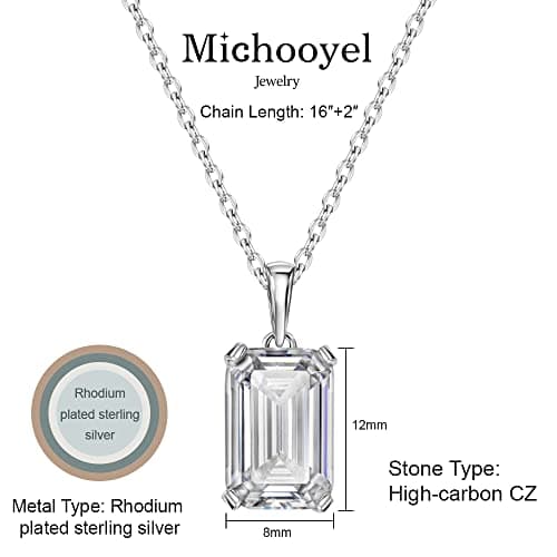 Michooyel Sterling Silver Emerlad Cut Diamond Jewelry Set
