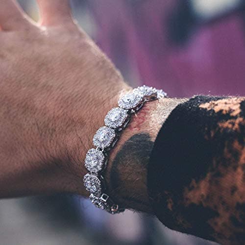 JINAO JINAO Silver 14k Gold Plated Men Women Tennis Bracelet (Silver, 7.0)