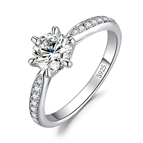 Moissanite Solitaire Engagement Rings for Women, 925 Sterling Silver Promise Ring