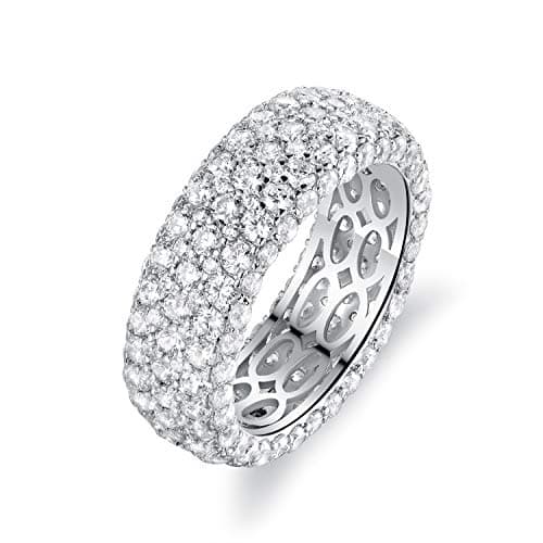 Barzel Women's 18k White/Rose Gold Plated Wide Eternity Ring