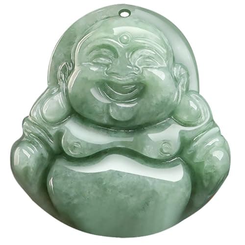 Grade A Certified Natural Jade Buddha Pendant Necklace, Feng Shui Luck Amulet