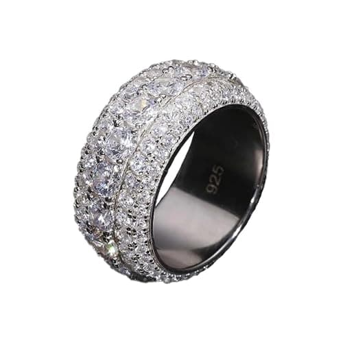 Icy Haven VVS1 5 Row Moissanite Ring, 18k Gold Plated 925 Sterling Silver, D Color, 11mm Wide
