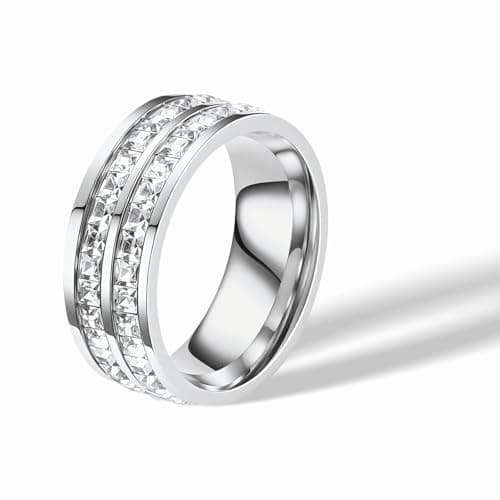 Munone 14k Gold Plated 4mm Cubic Zirconia Women's Stackable Eternity Ring