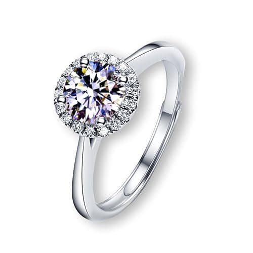 PINAIDYINS Moissanite 1-3CT Rings, 18K Gold Plated, D Color VVS1 Ideal Cut, Gift for Mom/Wife/Girlfriend