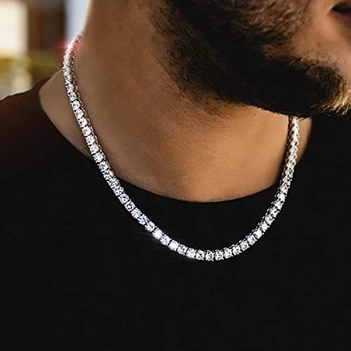 Gemsme 5mm White Gold Plated Tennis Necklace for Women