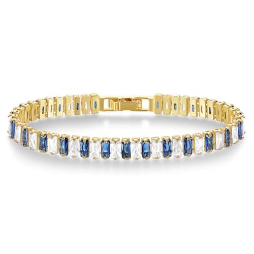 KELORIS PATH Women's 14K Gold Plated White Gold CZ Tennis Bracelet