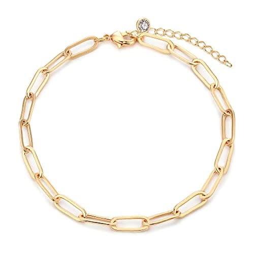 MEVECCO 14K Gold Plated Dainty Chain Bracelet for Women