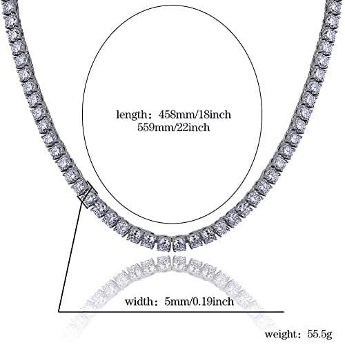 JINAO Iced Out 18K Gold Plated Lab Diamond Tennis Chain Necklace for All