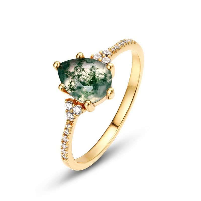Aquatic Agate Promise Ring - Women's Sterling Silver Jewelry