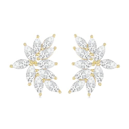EAMTI Marquise Crystal Dangle Bridal Earrings for Bride and Bridesmaid 925 Sterling