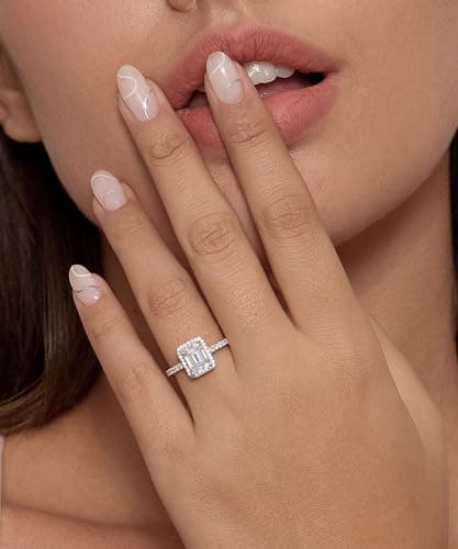 Michooyel D Color VVS1 Moissanite Emerald Halo Ring for Women