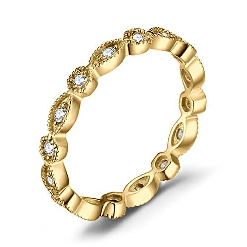 JewelryPalace 14K Gold Plated 925 Sterling Silver Cubic Zirconia Promise Rings for Women