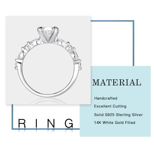 Moissanite Engagement Rings for Women, 1-3ct D Color VVS1 Clarity 925 Sterling Silver