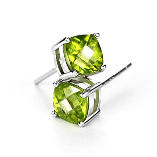 Michooyel Sterling Silver Peridot Stud Earrings 1.5ct August Birthstone Pair