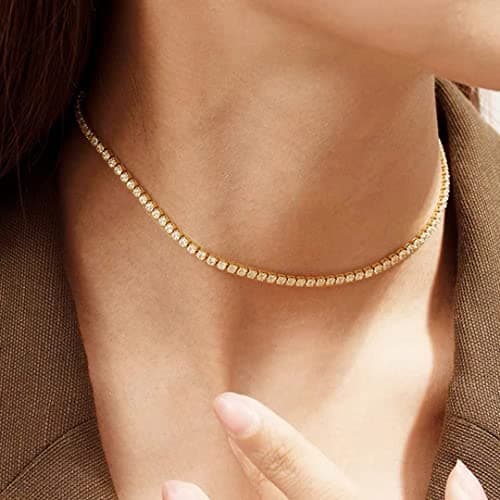 Adjustable 3mm Tennis Choker Necklace for Women