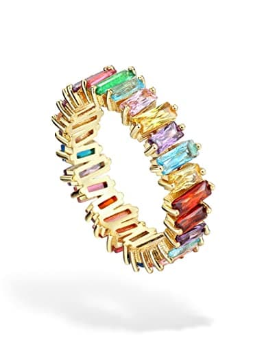 Michooyel Eternity Rainbow Ring Band for Women