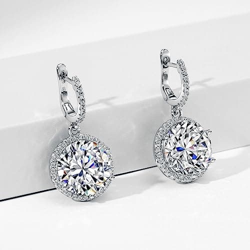 Michooyel Sterling Silver D-E Color VVS Cubic Zirconia Halo Earrings