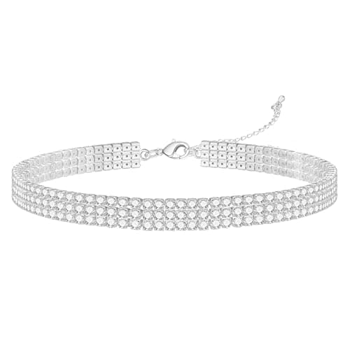 Yamberdoly Sparkly Synthetic Diamond Tennis Choker for Women