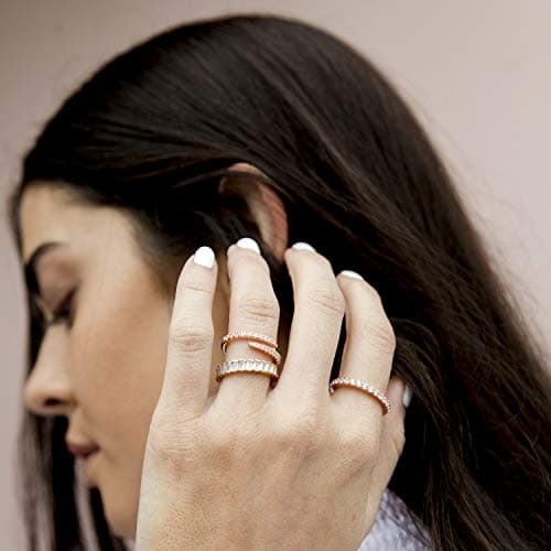 Pavoi 14K Gold Plated Cubic Zirconia Eternity Bands for Women
