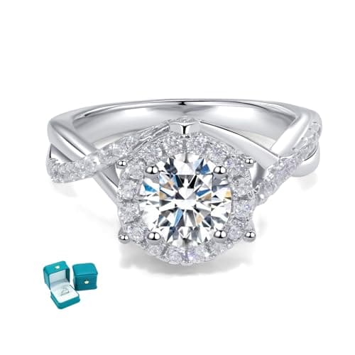 LuluRell Moissanite Promise Rings for Women, S925 Sterling Silver 6 Prong Solitaire D Color VVS1 Clarity Round Cut