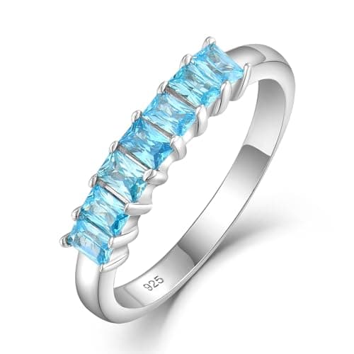 Starchenie Sterling Silver Stackable Baguette Birthstone Eternity Rings for Women