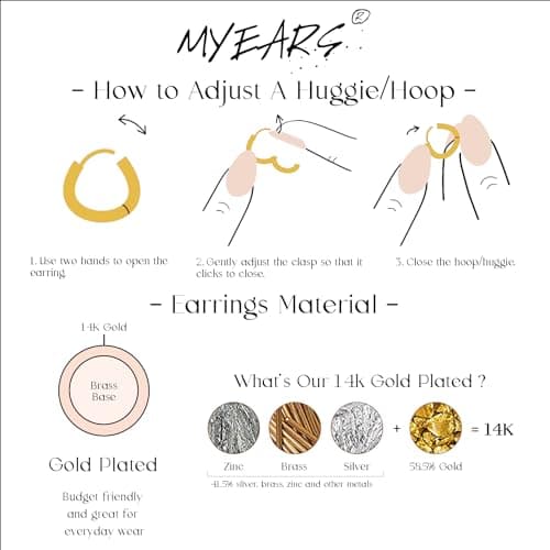 MYEARS 14K Gold Plated Simple Hoop Earrings Hypoallergenic