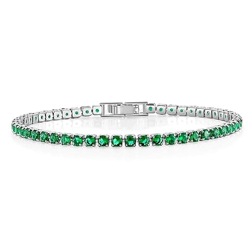 Mameloly Classic 3mm Cubic Zirconia Tennis Bracelet for Women Silver Round Charm