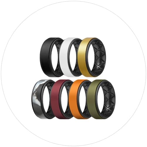 Egnaro Breathable Silicone Wedding Bands for Men - Multipack Step Edge