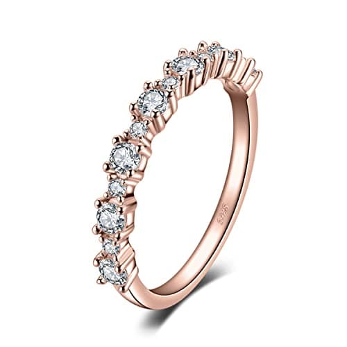 JewelryPalace Half Eternity 925 Sterling Silver Promise Ring for Women, Classic CZ Anniversary Band