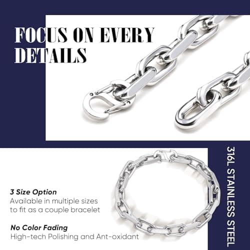 VNOX Men's Diamond-Cut Paperclip Bracelet Trends in Chunky Stainless Steel Jewelry
