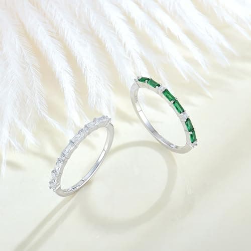 Starchenie 925 Sterling Silver Thin Eternity Birthstone Ring for Women