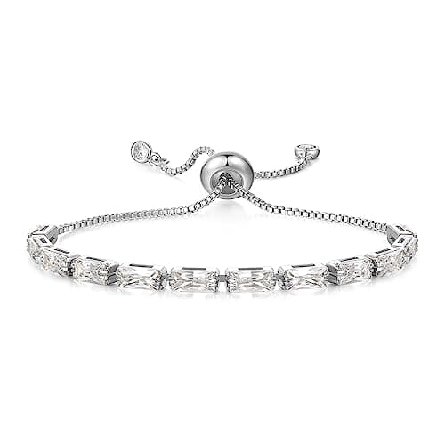 KissYan 14K Gold Plated Cubic Zirconia Adjustable Slider Tennis Bracelet