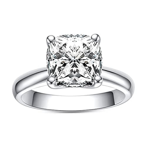AnuClub Emerald Moissanite Engagement Ring, 925 Sterling Silver, Eternity Wedding Band
