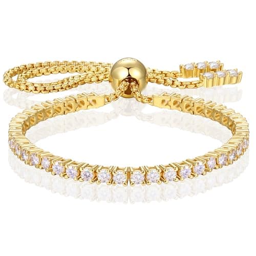 TUHE 1.52ct-7.76ct Adjustable 18K White Gold Plated Moissanite Tennis Bracelet