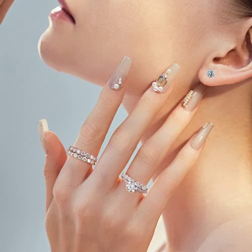 MOOSEA 7 Stone Moissanite Ring for Women, 18K Gold Filled Jewelry
