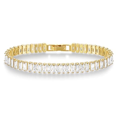 KELORIS PATH Women's 14K Gold Plated White Gold CZ Tennis Bracelet