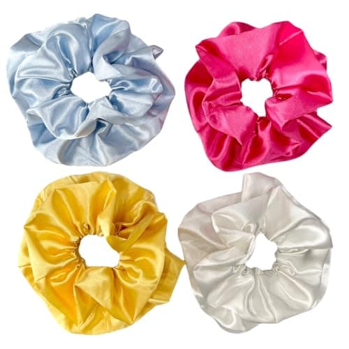 XL Satin Scrunchies for Thick Hair - Oversized Silk Hair Ties for Women Girls